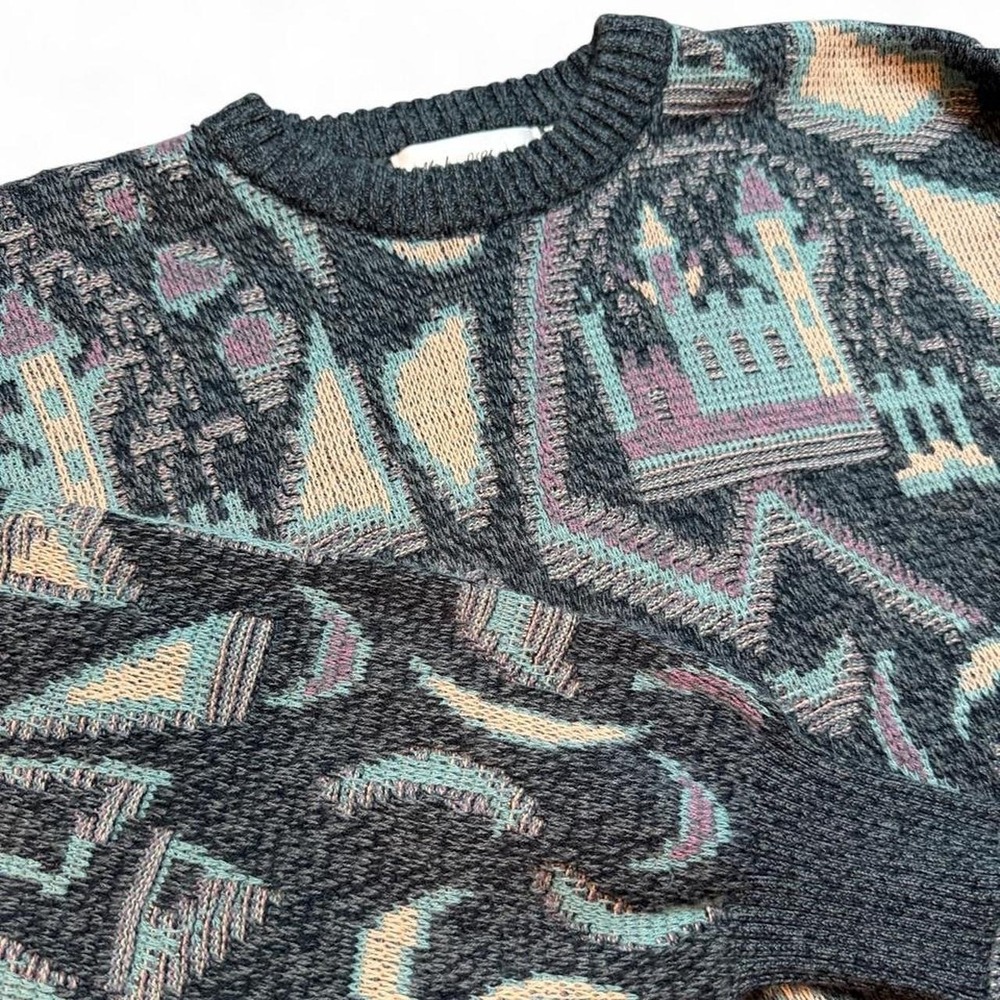Vintage Michael Gerald geometric 90s multicolor grandpa grunge sweater large